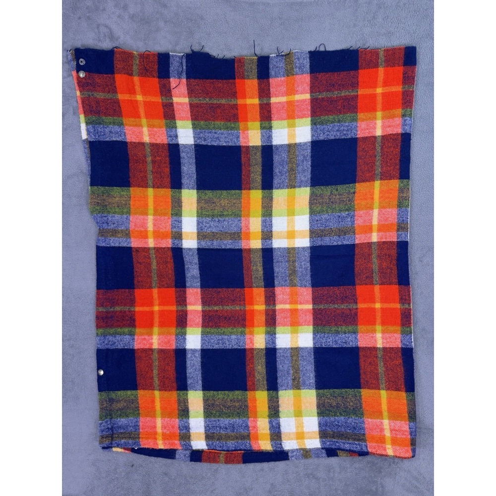 Vintage Tennessee Woolen Mills Blanket Multi Color Plaid Button** 100% Acrylic